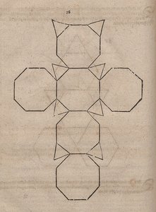 Desarrollo de un cubo truncado de Albrecht Dürer